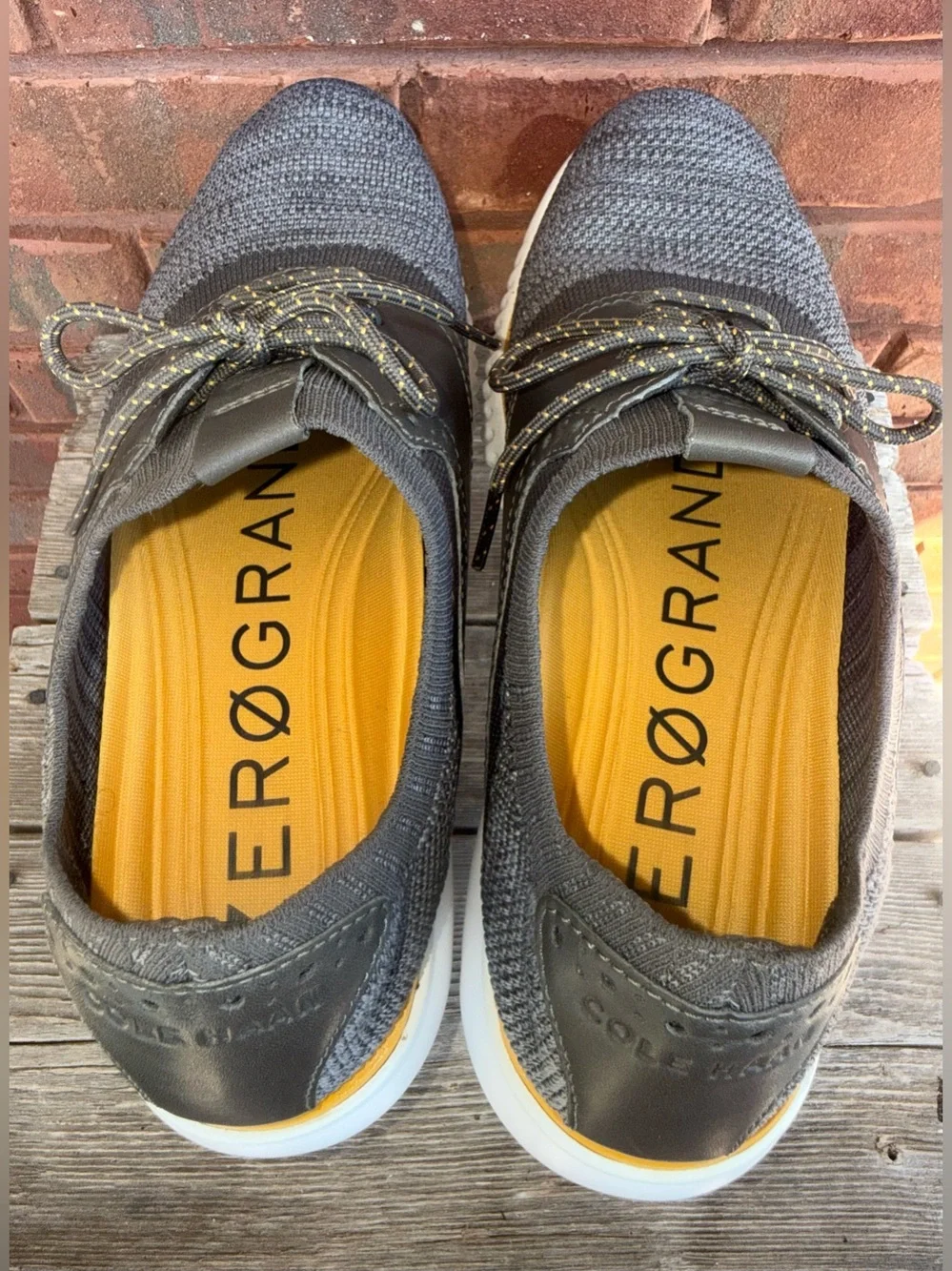 Cole Haan 2.Zerogrand Gray Saddle Knit Oxford Shoes Mens Sz 10 M C25308 Yellow
